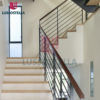 Apartment Wooden Stair Floating Straight Staircase With Glass Railing - Image 4
