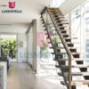 Contemporary Floating Staircase With Wood Tread Invisible Stringer Straight Stairs - Image 6