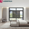 LUSSOSTELLA Luxury Door Foldable Glass Thermal Break Aluminum Sliding Window Casement Window With Net