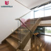 Luxury Modern Stair Glass Railing Led Light Floating Straight Stairs Wood Treads Interior Staircase - Image 5