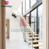 Modern Indoor Stainless Steel Railing Straight Staircase Wood Step Stairs - Image 5