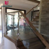 Modern Indoor Stainless Steel Railing Straight Staircase Wood Step Stairs - Image 3