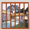 Wood color narrow frame popular style aluminum glass powder coated folding door
