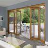 Wood color narrow frame popular style aluminum glass powder coated folding door - Image 5