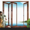 Wood color narrow frame popular style aluminum glass powder coated folding door - Image 4