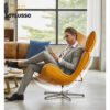 Rotated yellow durable high quality beautiful elegant modern office leisure lounge chair home office room furniture - Image 2